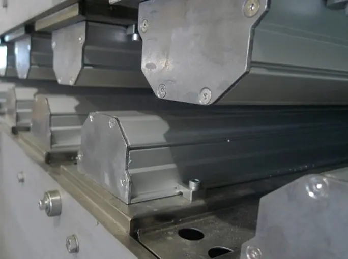 Close-up view of metallic industrial components